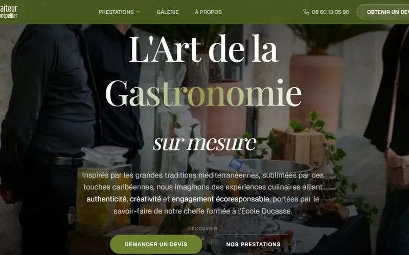 Page d'accueil du site Montpellier Traiteur