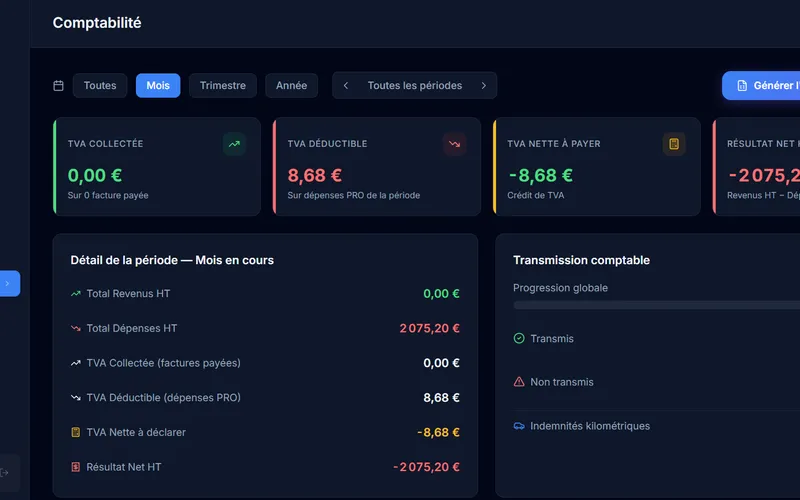 Interface de gestion client CRM sur mesure avec dashboard financier pour PME - Webomax - vue 1