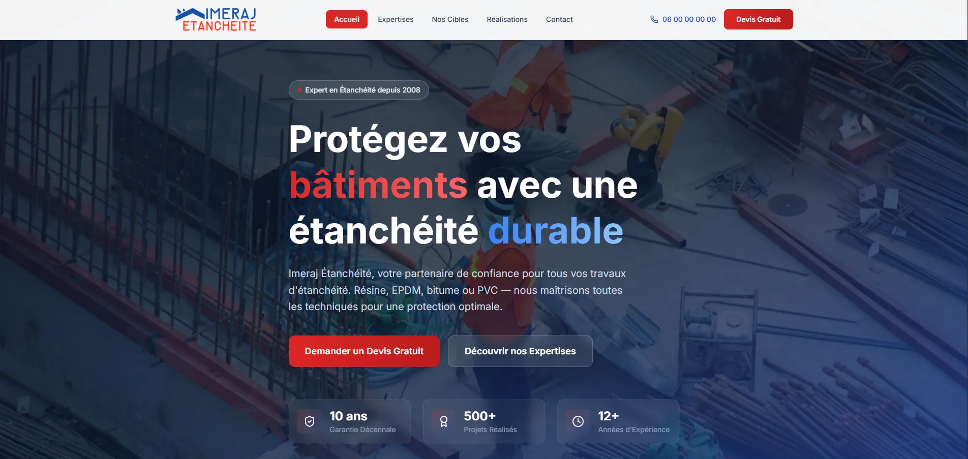 Site vitrine expert étanchéité résine EPDM bitume PVC en Moselle - Webomax - vue 1