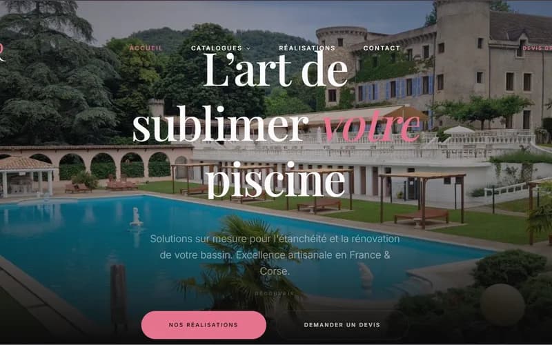Site web spécialiste pose de membranes armées pour piscines en France - Webomax - vue 1
